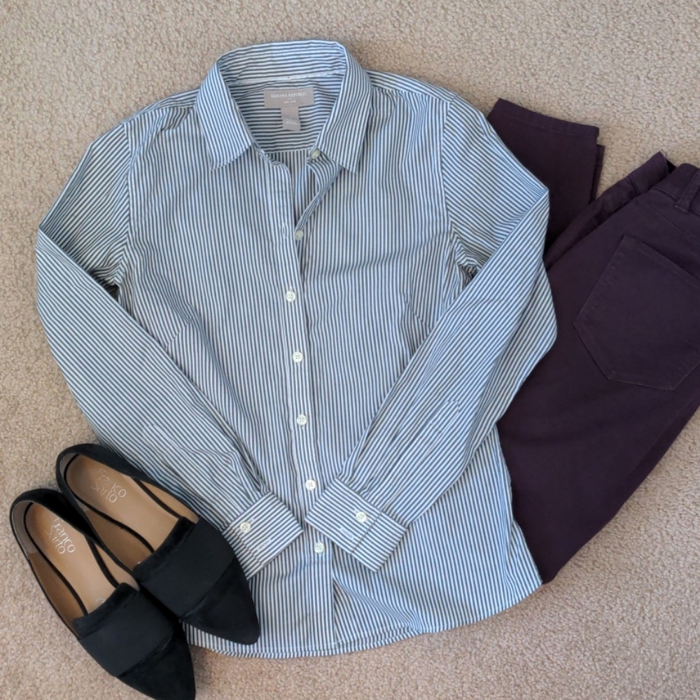 Banana Republic Striped Button Up Tailored Shirt